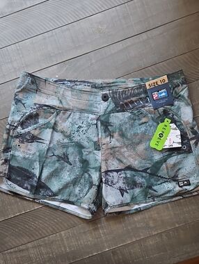 Pelagic Green Camo Fish Print Women’s Shorts